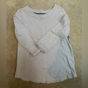 Talbots Gray and White Striped Cotton Top